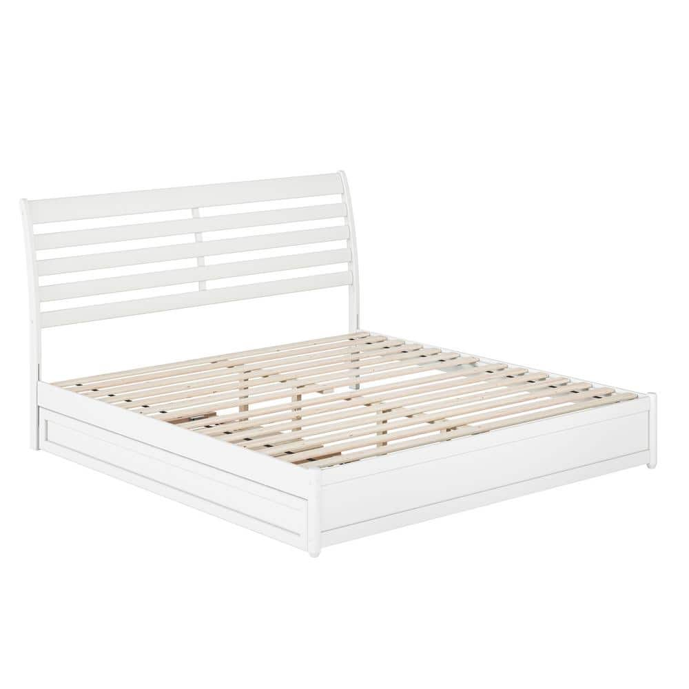 Afi Emelie White Solid Wood Frame King Platform Bed With Panel 