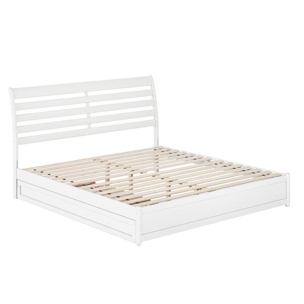 AFI Emelie White Solid Wood Frame King Platform Bed with Panel ...