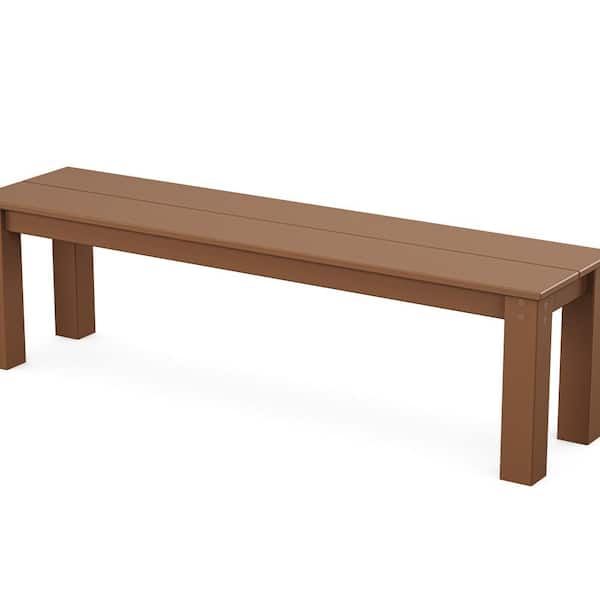 POLYWOOD Parsons Teak HDPE Plastic Outdoor 60 in. Bench