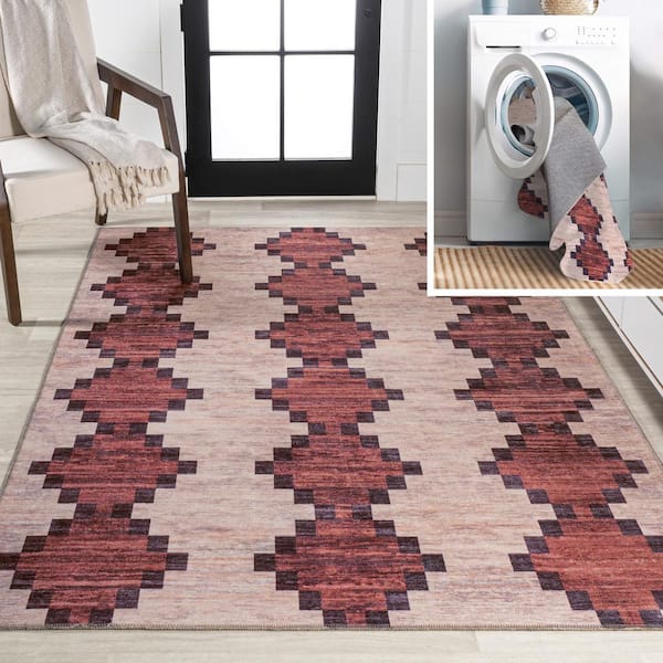 JONATHAN Y Timantii Modern Trellis Kilim Burgundy/Ivory 8 ft. x 10 ft. Area Rug