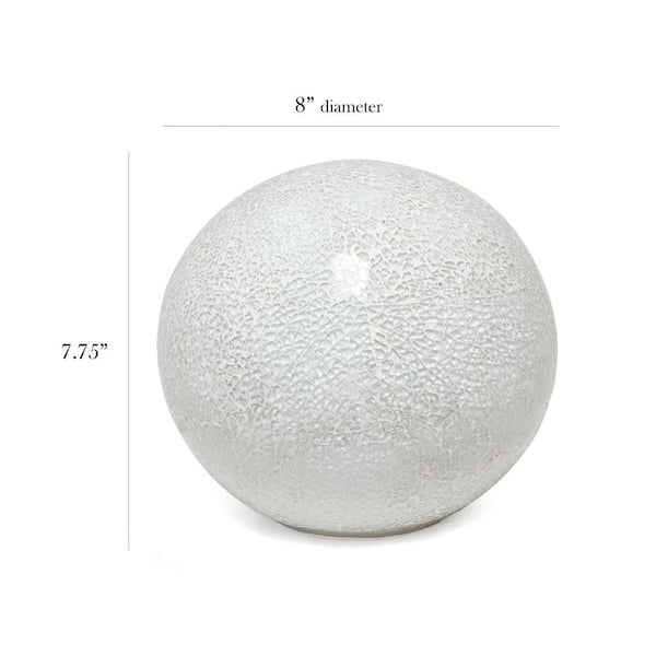 Simple Designs 7.75 in. 1-Light White Mosaic Stone Ball Table Lamp