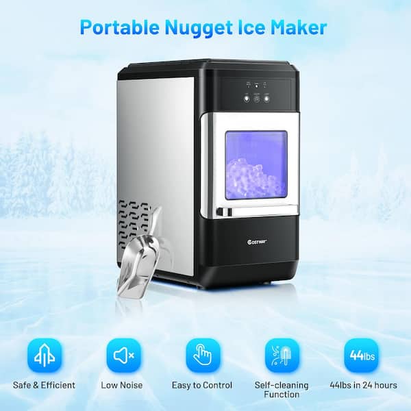 Costway Portable Countertop Ice Maker Machine 44Lbs/24H Self-Clean w/Scoop  Silver, 14.5''x10.5''x13.5'' - Kroger
