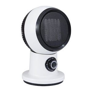 Portable Electric Space Heater 11 in. 3 Fan Speeds Desk Fan in White, with 3 Heat Modes Setting, Overheating Protection