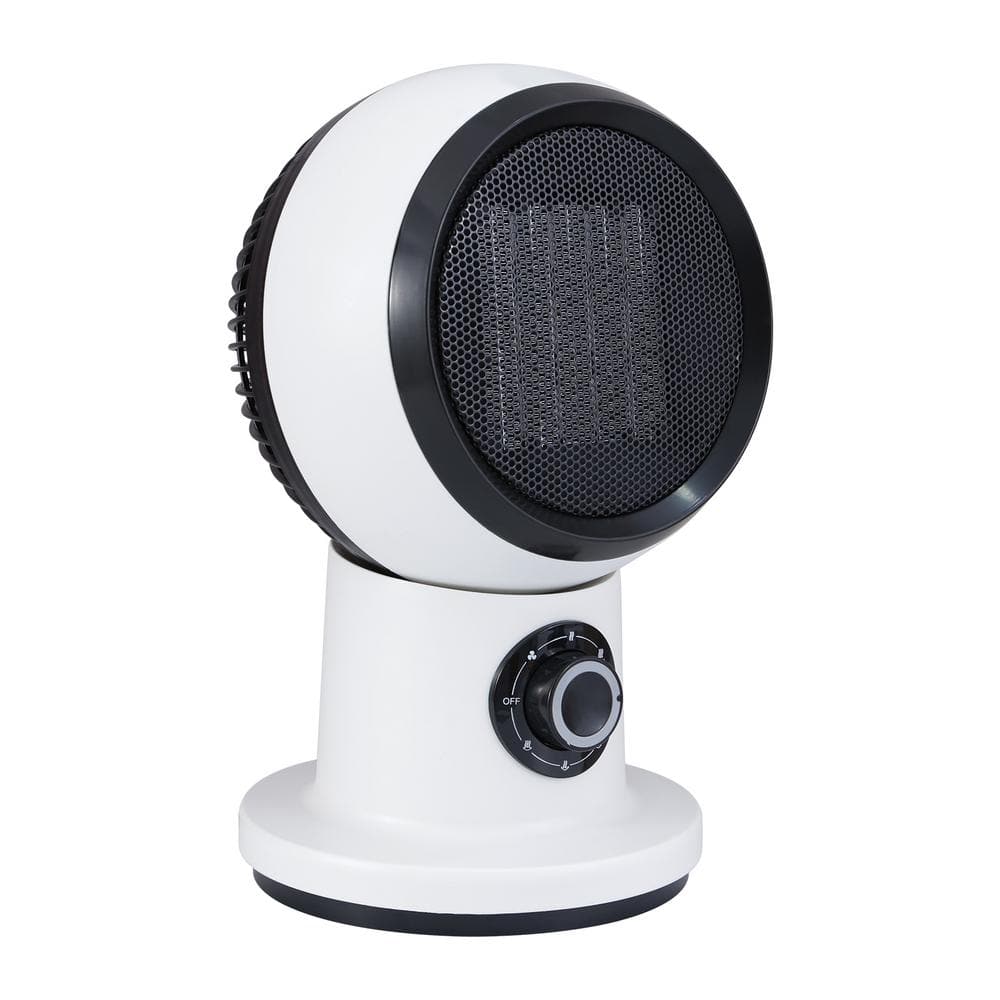 Portable Electric Space Heater 11 in. 3 Fan Speeds Desk Fan in White, with 