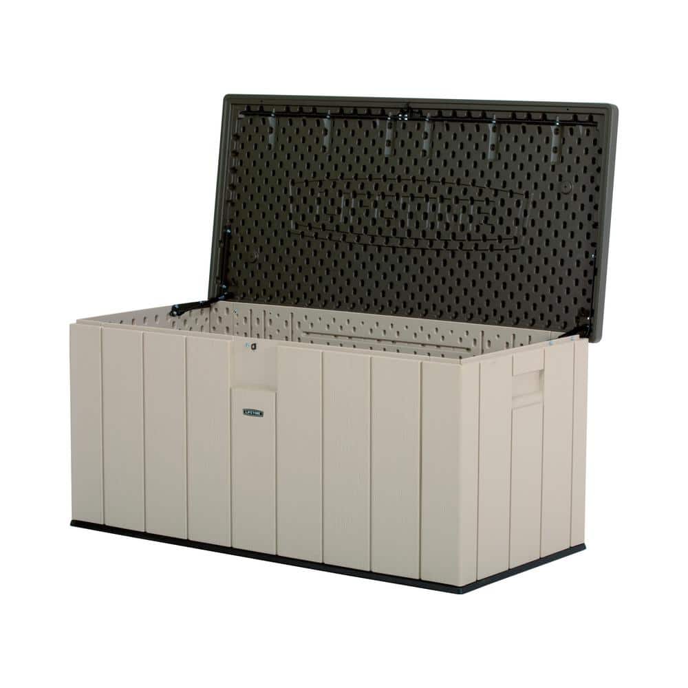 Lifetime 150 Gallon Lockable Beige and Brown Plastic Deck Box