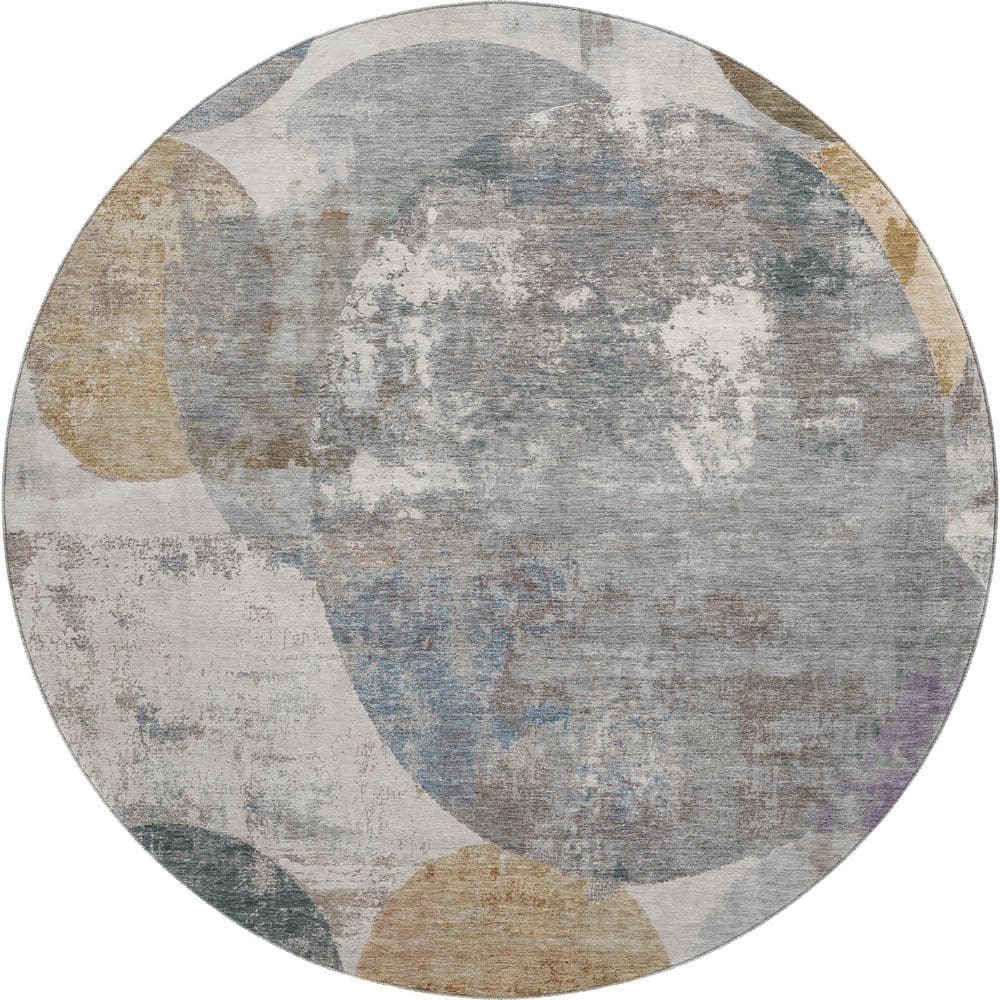 Mayfield Premium Machine Washable Abstract AMF2381 Khaki 8 ft. x 8 ft. Round Rug price history on PriceWatchPro