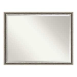 Bel Volto Silver 43 in. x 33 in. Beveled Rectangle Wood Framed Bathroom Wall Mirror in Silver