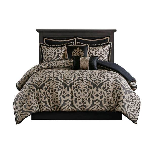 Madison Park Signature 8 Piece Queen Comforter Set In Taupe & Gold