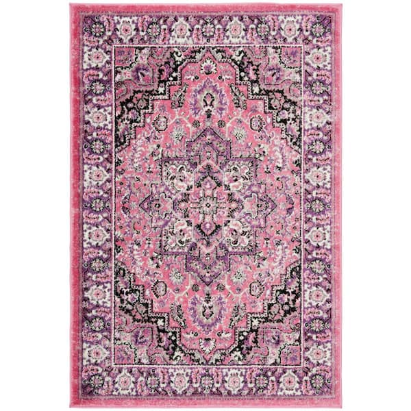 SAFAVIEH Skyler Pink/Ivory 4 ft. x 6 ft. Border Area Rug
