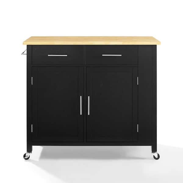 CROSLEY FURNITURE Savannah Black with Wood Top Full-Size Kitchen Island