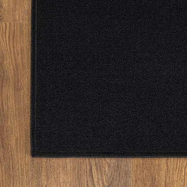 Ottomanson Basics Collection Non-Slip Rubberback Modern Solid Design 2x6 Indoor Runner Rug, 2 ft. 2 in. x 6 ft., Black