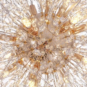 Eli 16-Light Dimmable Gold Starburst Sphere Chandelier with 140 Crystal Strands