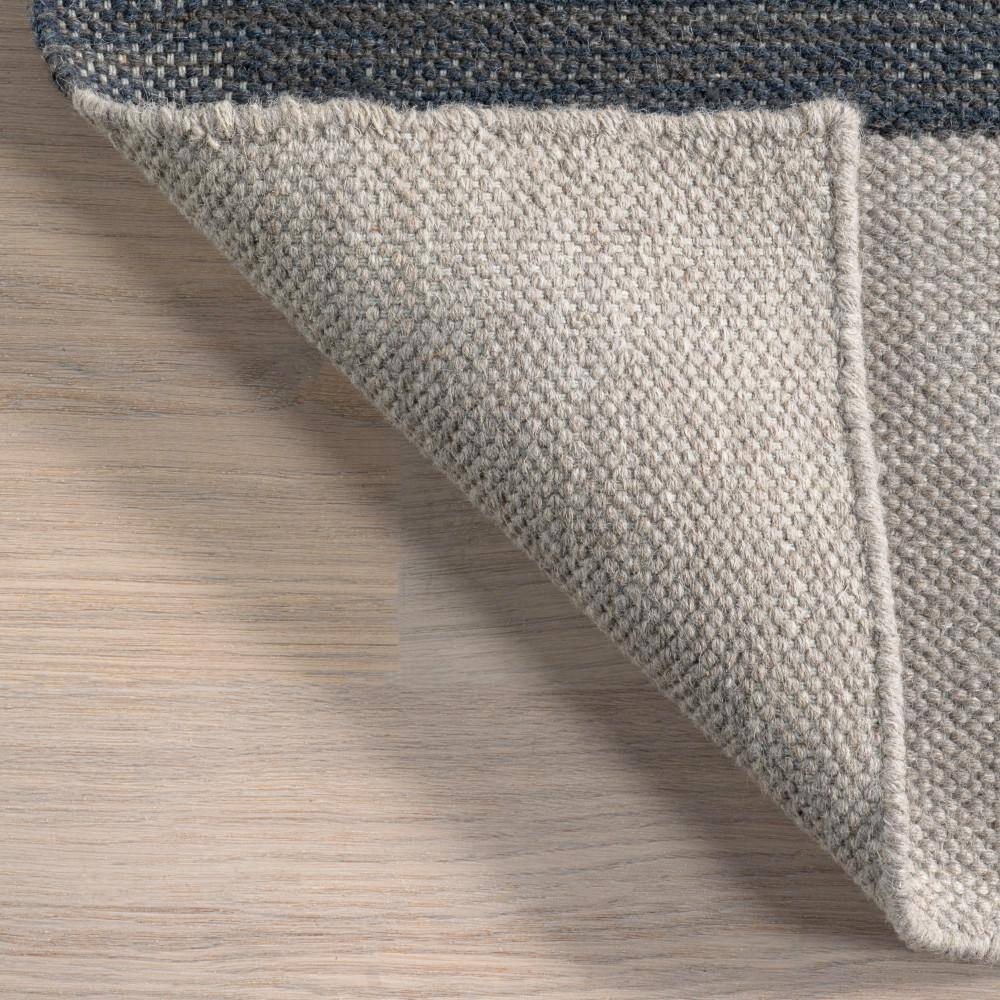 Blue and Gray Wool Rectangular Area Rug, 5' x 8'