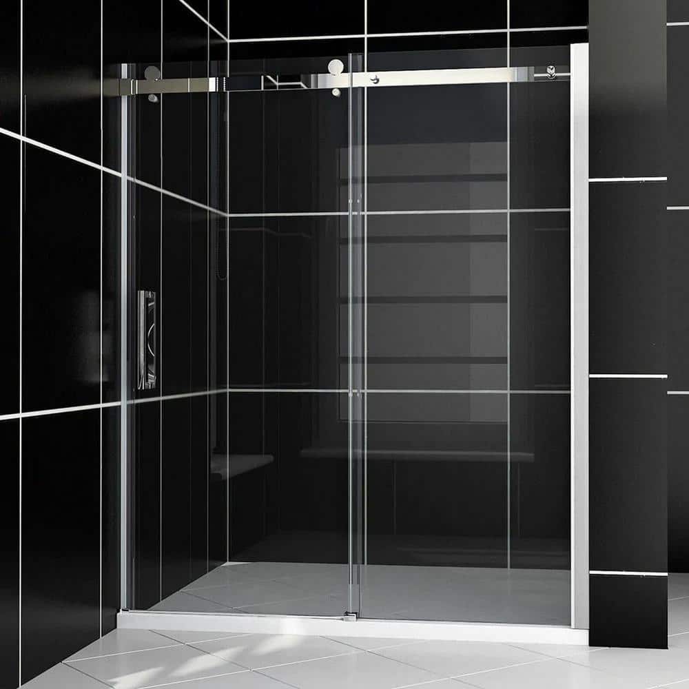 ANGELES HOME 60 in. W x 72 in. H Sliding Frameless Shower Door in