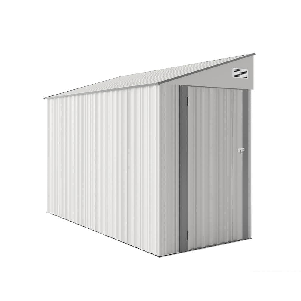 4 ft. W x 8 ft. D White Metal Storage Shed with Single Hinge Door for Garden, Lawn, Backyard (32 sq. ft.) price history on PriceWatchPro