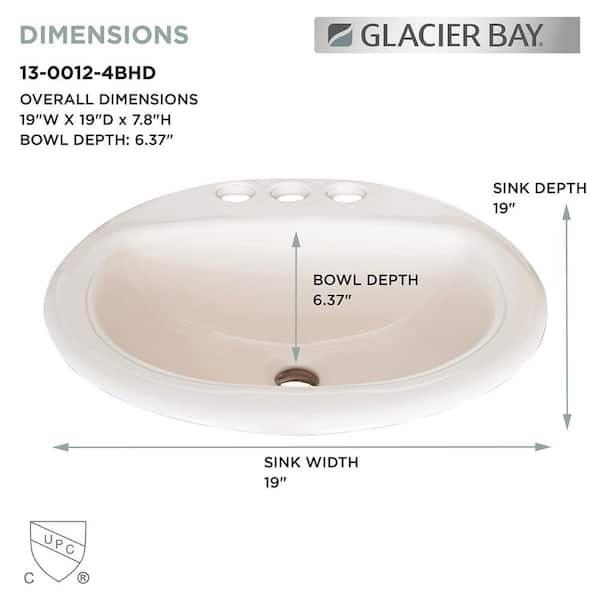Glacier Bay Aragon 19 in. Drop-In Round Vitreous China Bathroom