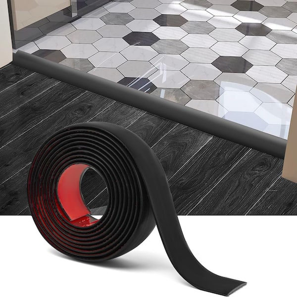 Black 1.57 in. x 120 in. Self Adhesive Vinyl Transition Strip for Joining Floor Gaps, Floor Tiles