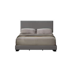 Leandros Light Gray Fabric Queen Upholstered Headboard Bed