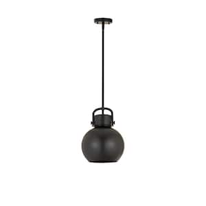 Newton Sphere 100-Watt 1-Light Matte Black Shaded Pendant Light with Metal Shade