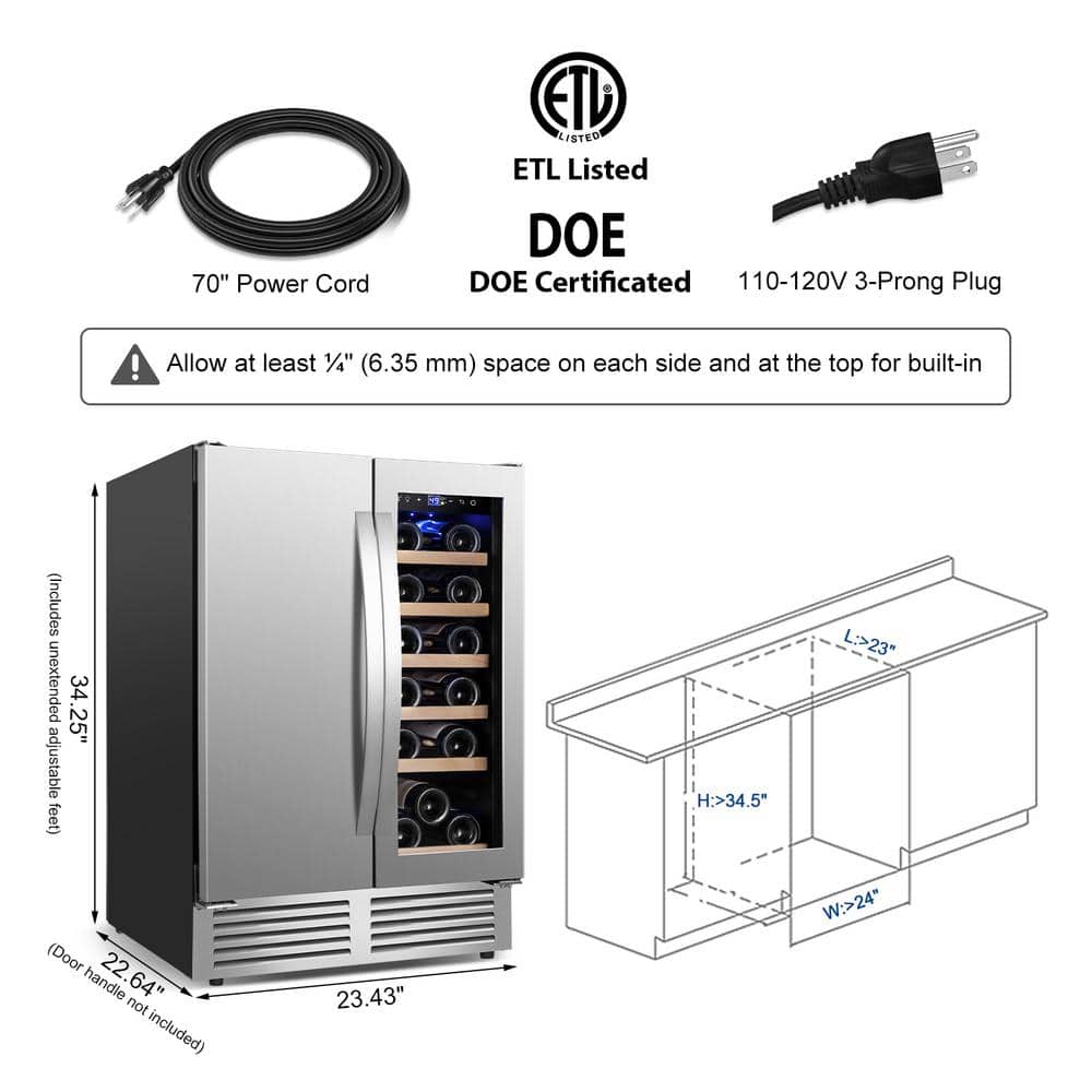 Silver Dual Zone 18 Bottle and 57 Can Wine and Beverage Refrigerator