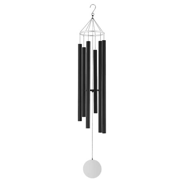 Black Wind Chimes for Outside, 66 in. Deep Tone Wind Chimes with 6 Tubes, Unique Large Memorial Wind Chimes, No Cabinet