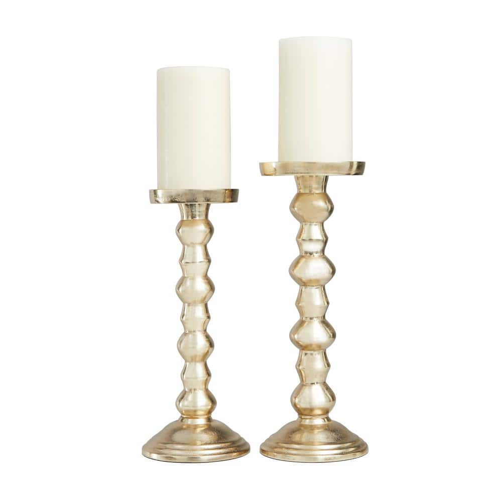 Litton Lane Gold Aluminum Bubble Style Candle Holder (Set of 2) 043822 ...