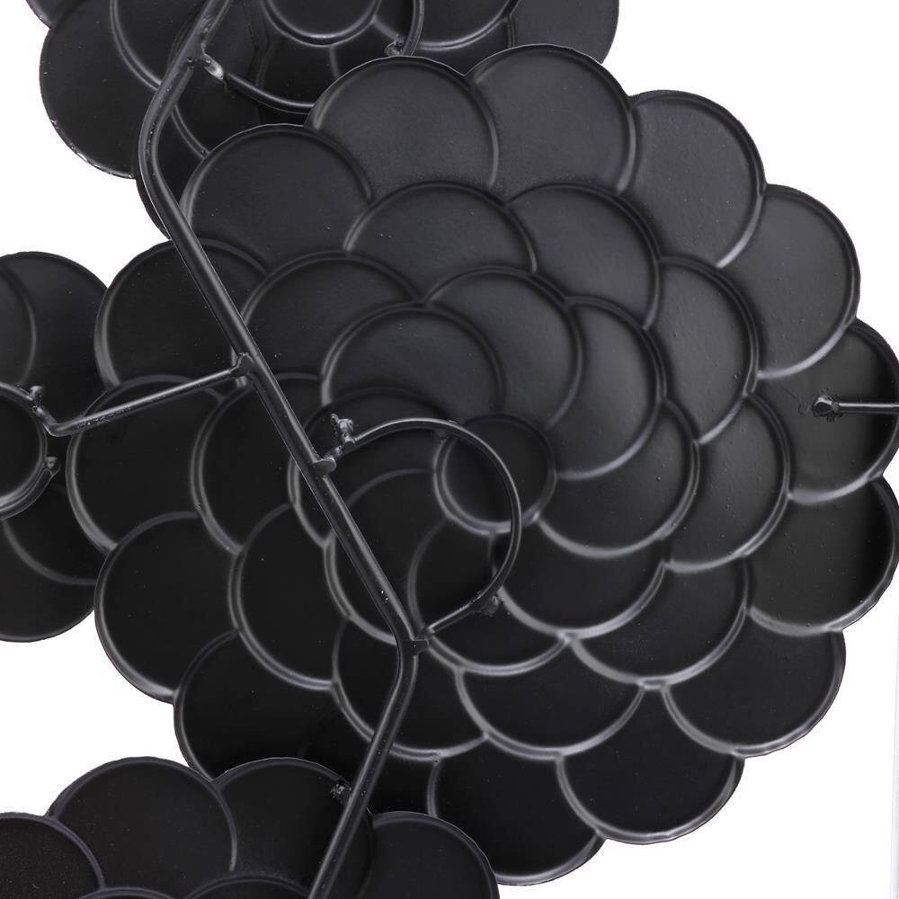 Large Black and Gray Metal Floral Wall Art Panels, Set of 2