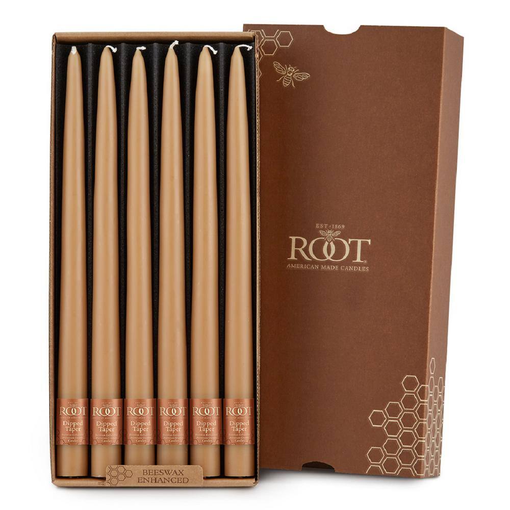 Smooth Hand-Dipped 12-Inch Beeswax Taper Candles, 12-Count