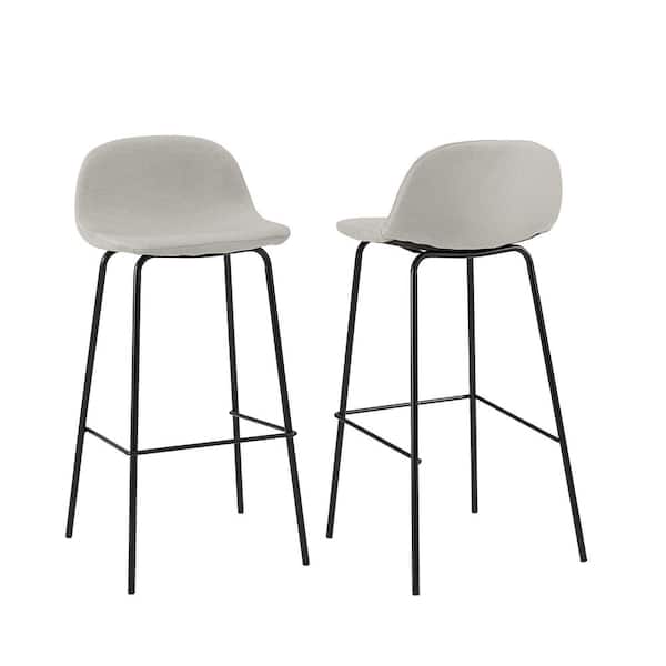 CROSLEY FURNITURE Riley 37.25 in. Oatmeal Low Back Metal Frame Bar Height Stool (Set of 2)