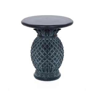 Round Gray Ceramic 21 in. H Outdoor Side Table