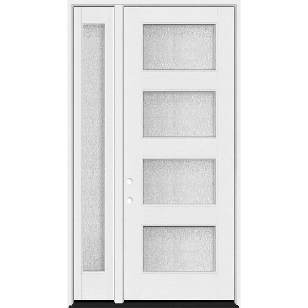 Palisade 53 in. x 96 in. 4L MicroGranite Impact Glass RHIS Unfinished Fiberglass Prehung Front Door w/14in.SL 4-9/16Jamb price history on PriceWatchPro