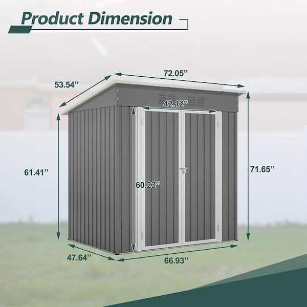 BTMWAY 6 ft. W x 4 ft. D Galvanized Steel Outdoor Metal Storage