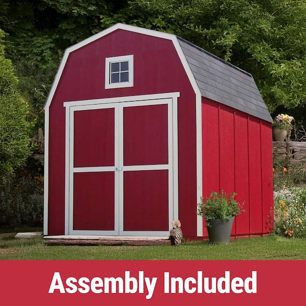 Assembly Included Montana 8 ft. x 10 ft. Wood Shed w/ Floor-Outdoor Storage Barn w/ Black Shingles (80 sq. ft.)
