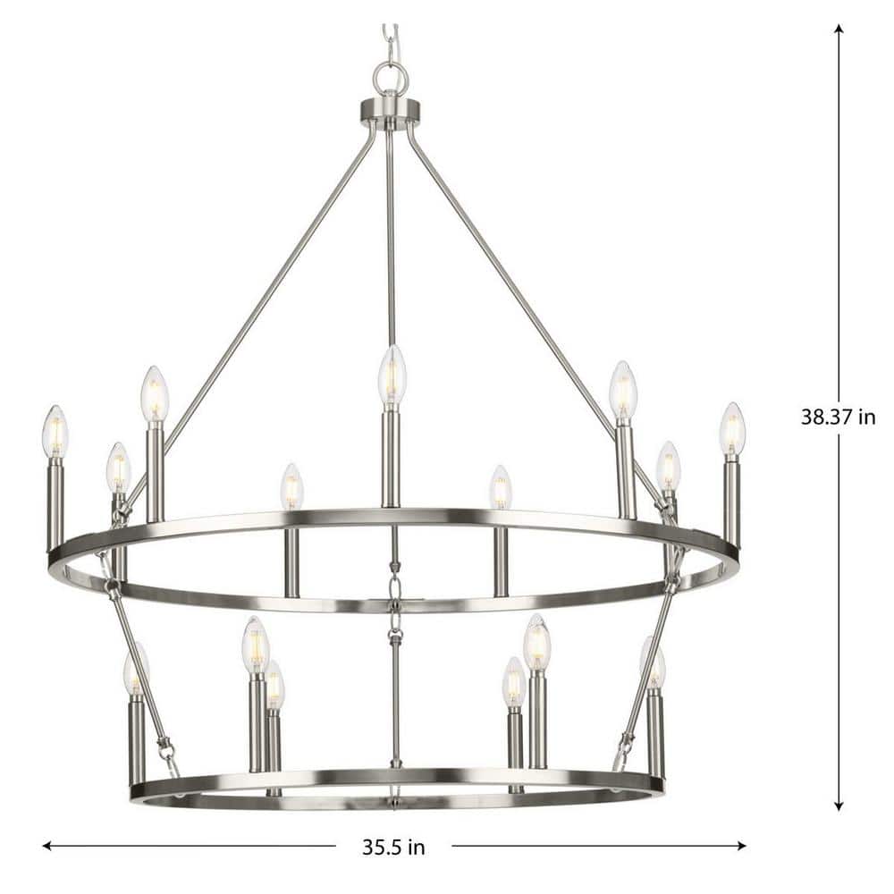 Gilliam 35.5" Brushed Nickel 15-Light Circular Chandelier