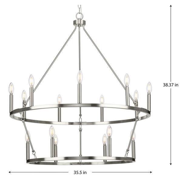 Progress Lighting Gilliam 15-Light Brushed Nickel Farmhouse Chandelier