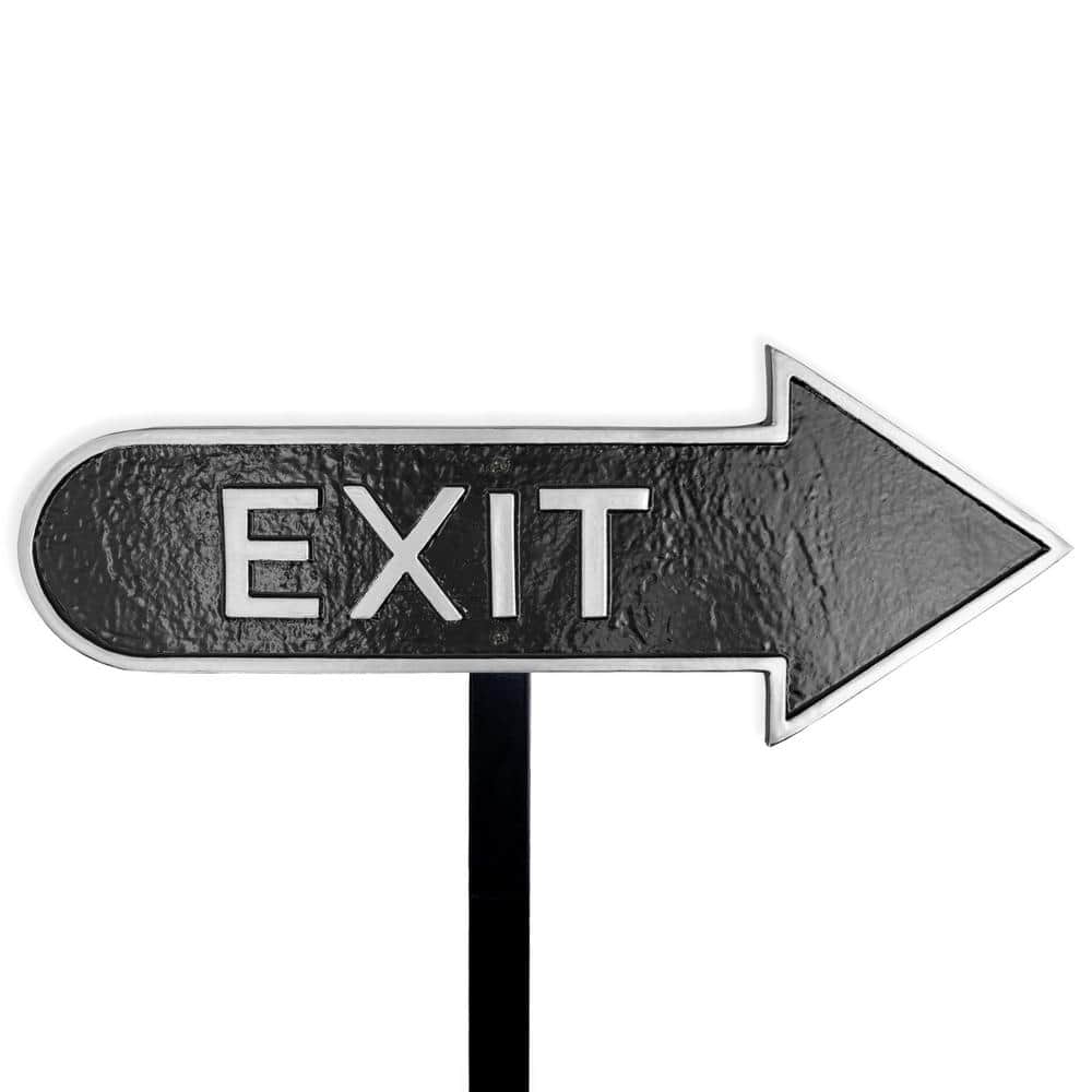 "6"" x 15.5"" Right Arrow Exit Statement Plaque Sign with Lawn Stake-Black/Silver" price history on PriceWatchPro