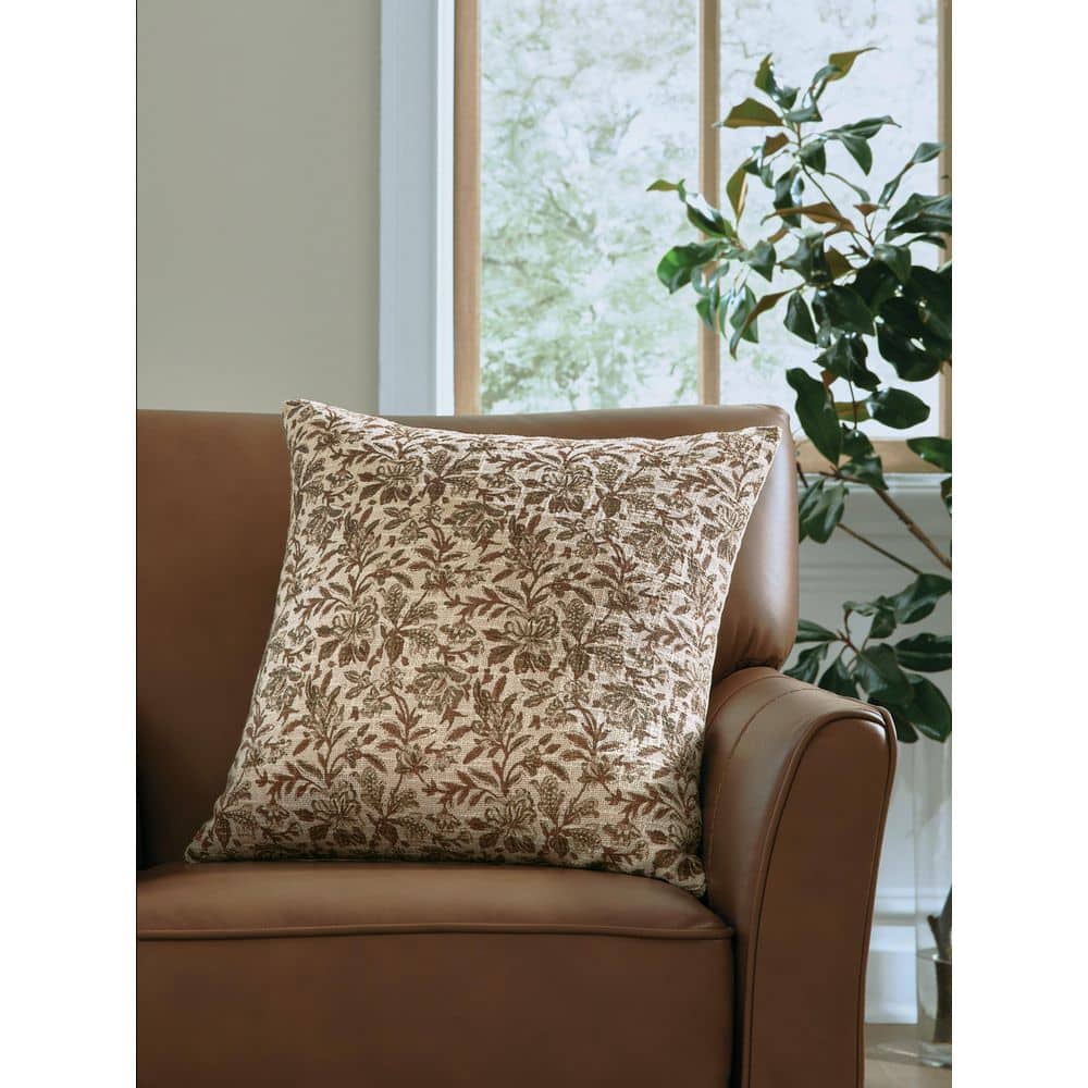 Altmontner Brown/Beige Botanical 20 in. x 20 in. Throw Pillow with Zipper Closure and Machine Washable Cover price history on PriceWatchPro