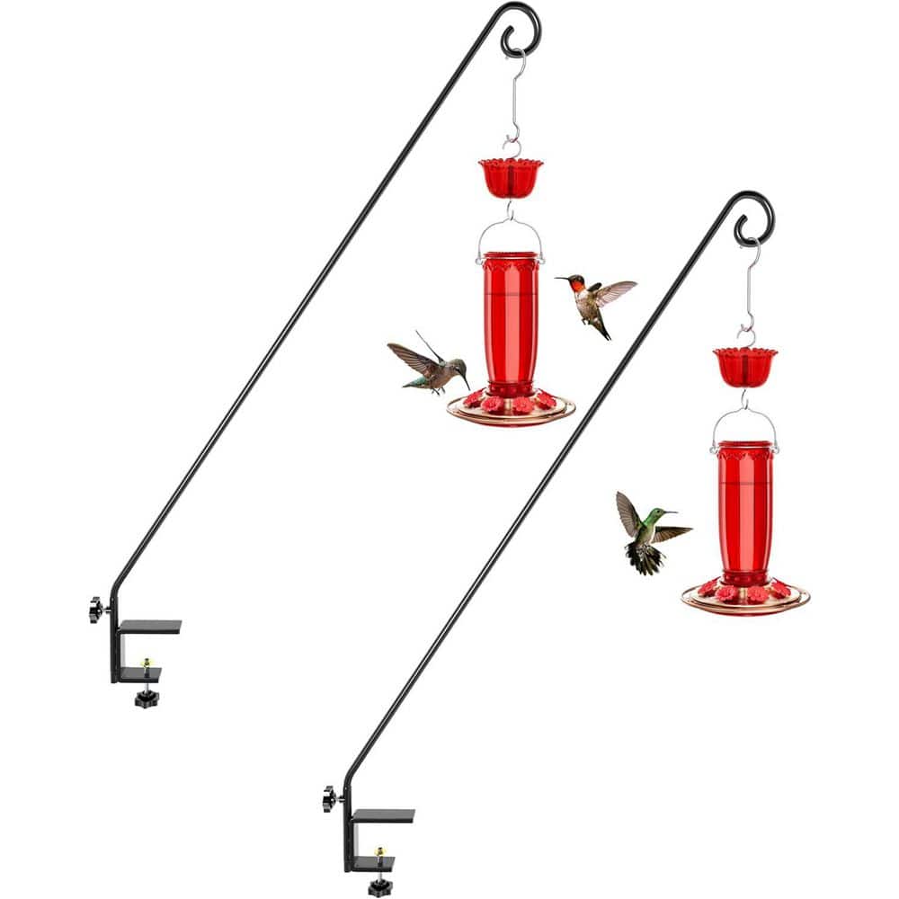2 Pack Metal Deck Hook Bird Feeder Rotatable for Refilling Wrought Iron Sol