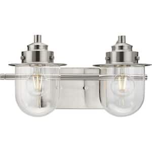 Northlake Collection 15.5 in. 2-Light Brushed Nickel Clear Glass Transitional Vanity Light