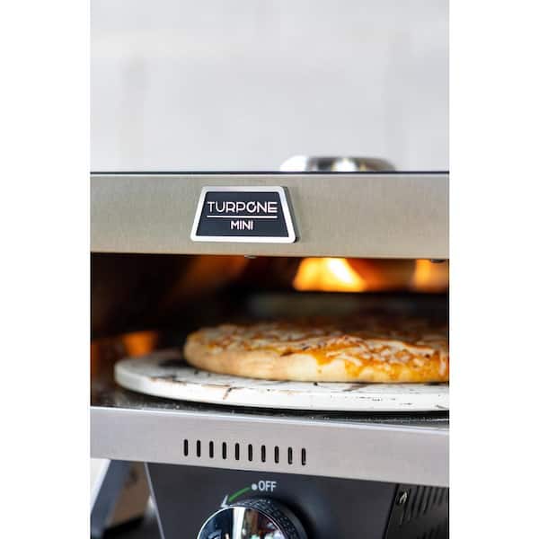 TURPONE 12 in. Mini Rotating Stone Propane Outdoor Pizza Oven with