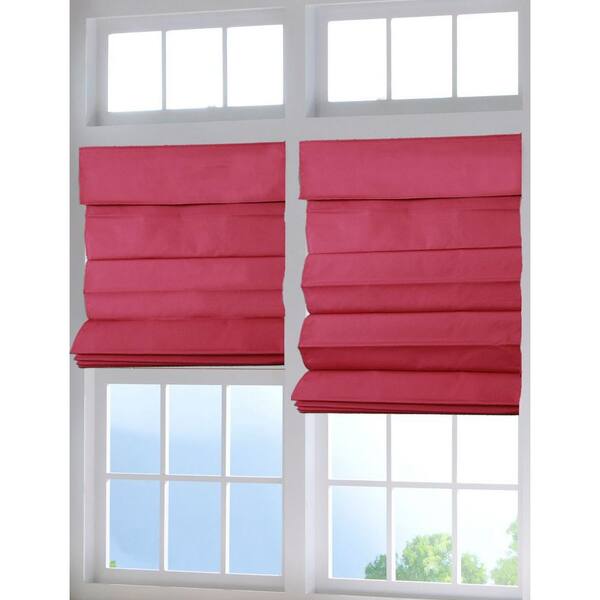 Perfect Lift Window Treatment Red Cordless Fabric Roman Shade - 23 in. W x 64 in. L