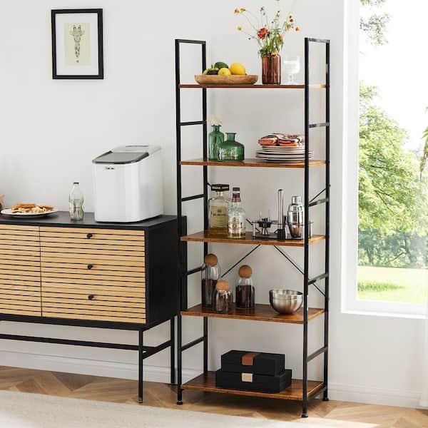 Otryad 5-Shelves, Home Office and Living Room, Multifunctional Display Stand in Brown