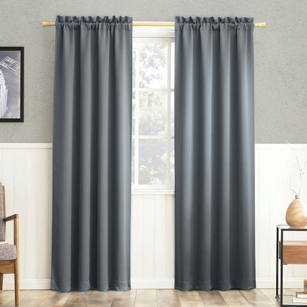 Gavin Energy Saving Denim Blue Polyester 40 in. W x 63 in. L Rod Pocket Blackout Curtain (Single Panel)
