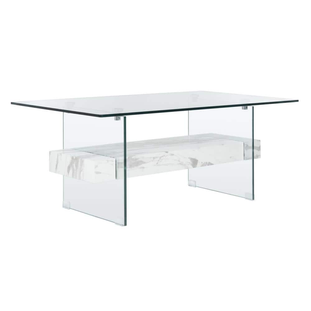 Kayley Rectangular Glass and Marble Coffee Table