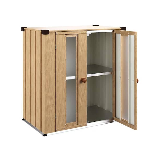 2.5 ft. W x 1.5 ft. D Metal Storage Shed with 1-Door for Backyard Garden in Natural (3.75 sq. ft.)