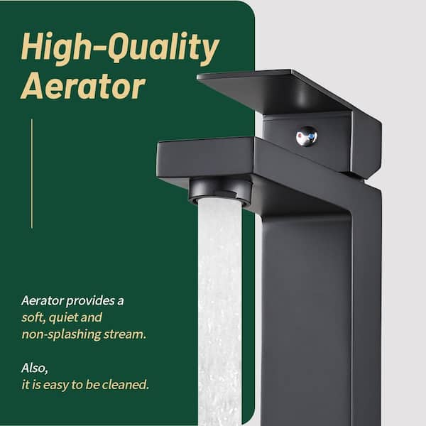 Square Single Handle Single Hole Bathroom Faucet in Matte Black