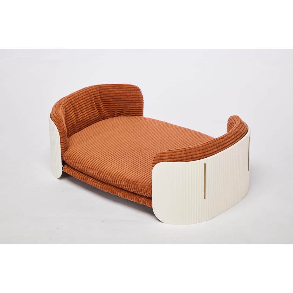 Medium White Brown Scandinavian style Cat Couch Bed, Pet Sofa Cats Pet Furn