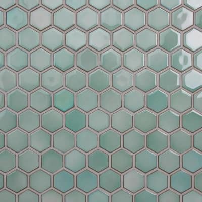 Hexagon Green Tile Backsplashes, Green Hex Backsplash Tile