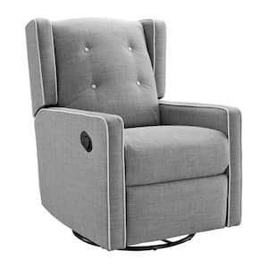 Fenn Gray Linen Swivel Glider Recliner Chair