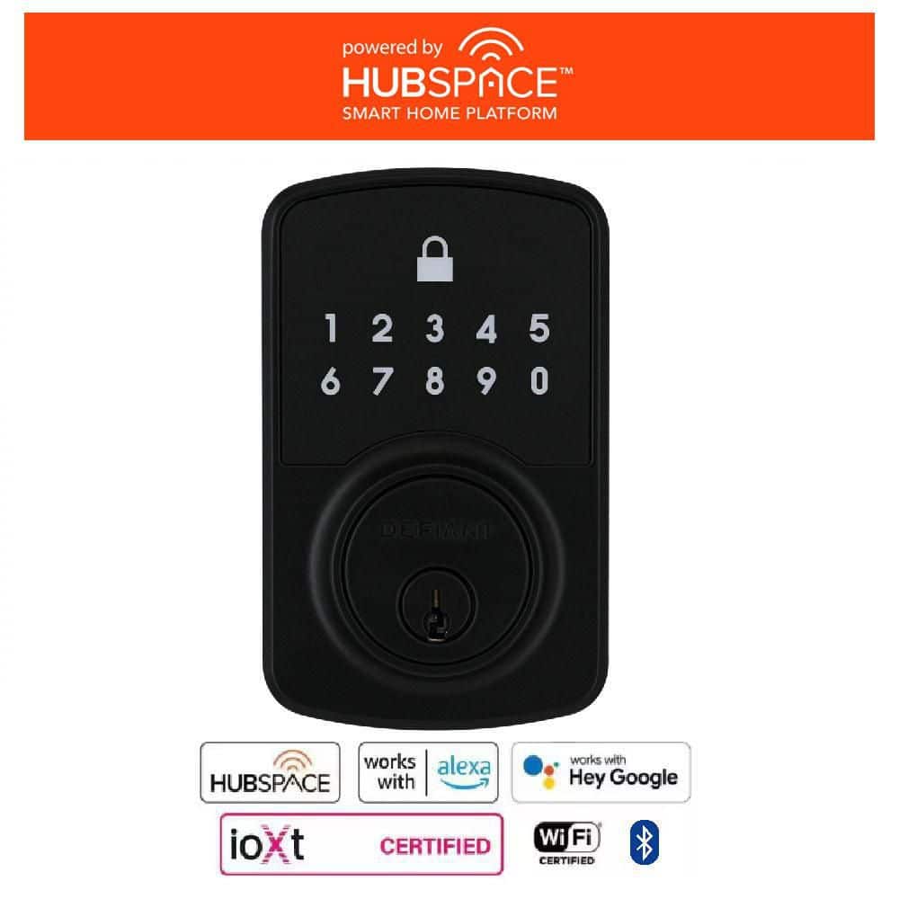 Square Compact Matte Black Electronic Single Cylinder Deadbolt Wi-Fi Enabled Powered by Hubspace price history on PriceWatchPro